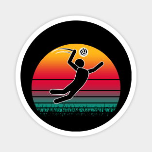 Travel back in time with beach volleyball - Retro Sunsets shirt featuring a player! Magnet